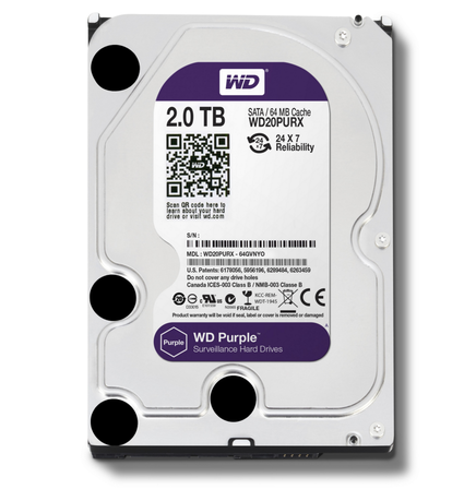 WD Purple Surveillance Storage; 2TB SATA 6Gb/s 3.5inch HDD Purple