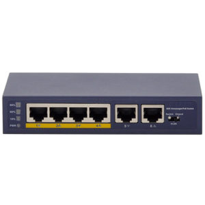 4 Ports 10/100/1000Mbps PoE Switch + 2-Port Gigabit Uplink (65 Watts)