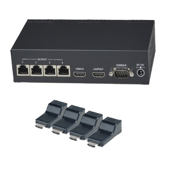 1 x 4 HDMI Distribution Amplifier Extender Kit Support Loop Out