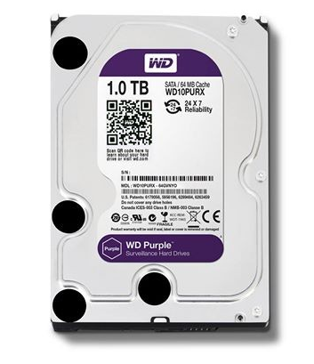 WD Purple Surveillance Storage; 1TB SATA 6Gb/s 3.5inch HDD Purple